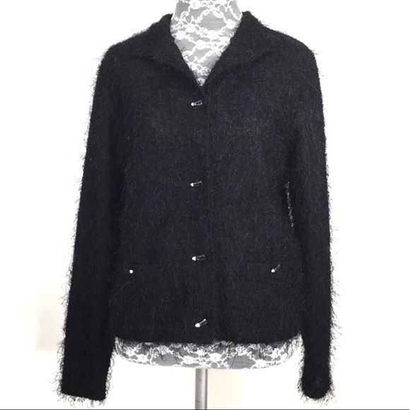 jamie sadock Sweaters - Jamie Sadock Black Eyelash Button Cardigan Sweater